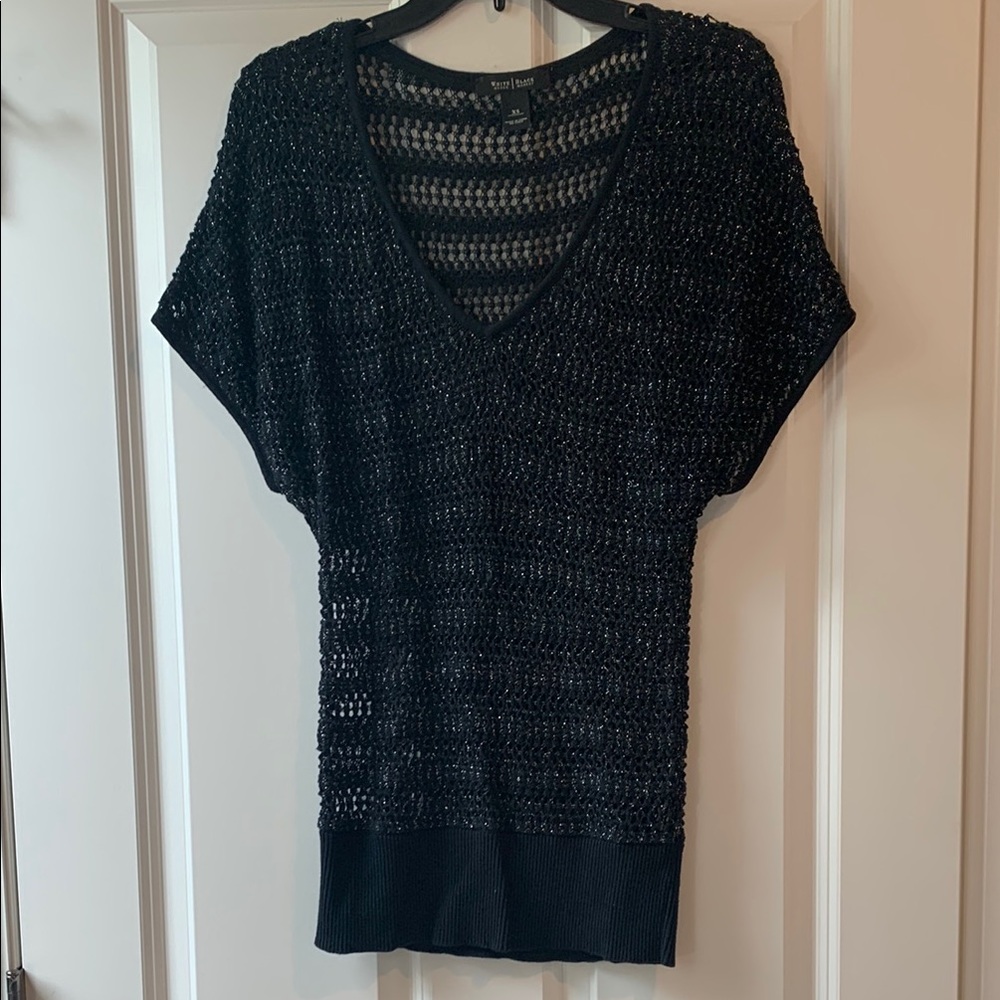 White House Black Market Black Mesh Top
